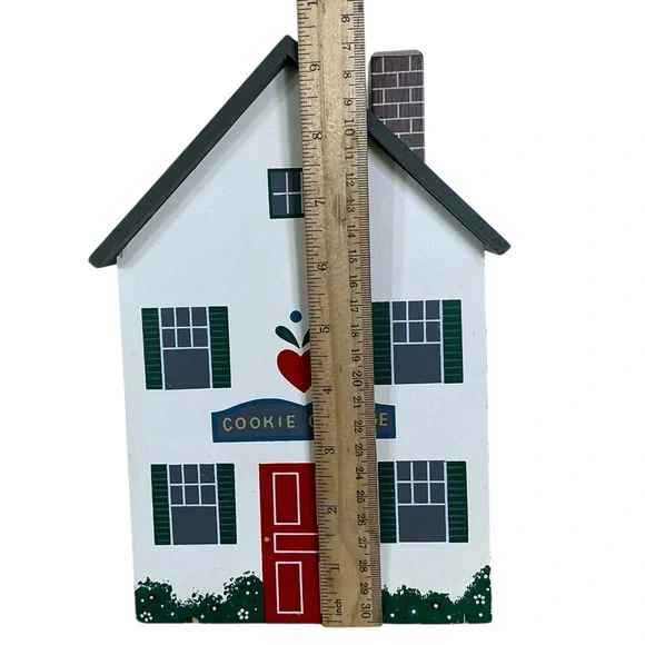 Vintage Cookie Cottage Canister Hand Painted Wood Container Dutch Farmhouse - Picture 3 of 16